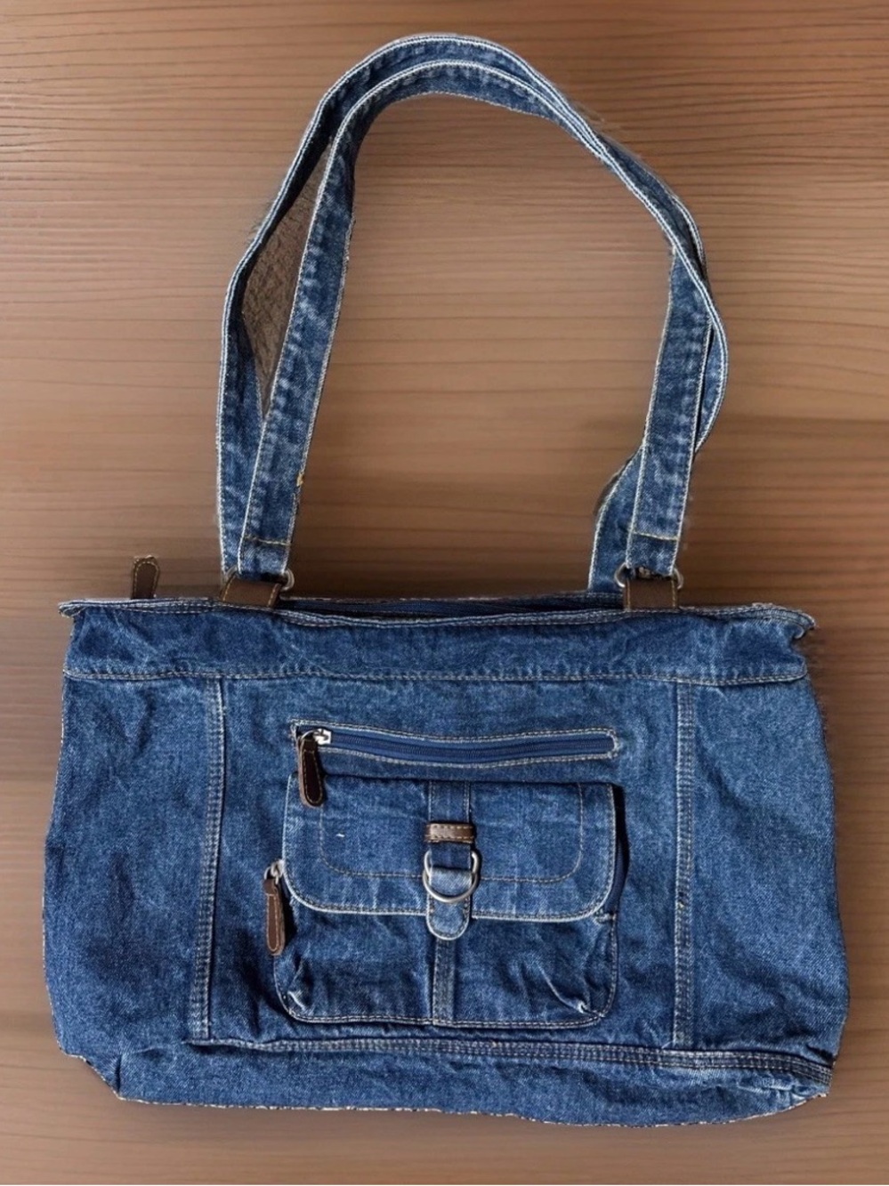 VTG Large Y2K Boho Retro Jean Shoulder Purse Bag Pockets Penny Lane Festival